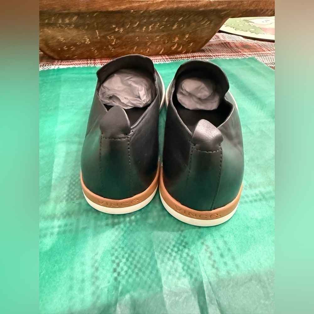 Vince Black Leather Slip-On Shoes - Picture 3 of 9